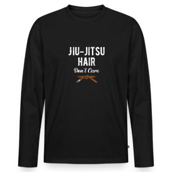Jiu Jitsu Hair Don't Care Judo Karate Boxen - Männer Premium Bio Langarmshirt - Schwarz - Vorne - Nico (187cm)