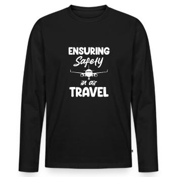Assurer la sécurité du trafic aérien - T-shirt manches longues Premium bio Homme - noir - Devant - Nico (187cm)