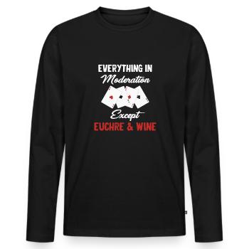 Tout avec modération, sauf les croupiers Euchre & Wine Casino - T-shirt manches longues Premium bio Homme - noir - Devant - Nico (187cm)