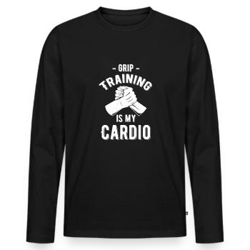 L’entraînement à la préhension est mon - T-shirt manches longues Premium bio Homme - noir - Devant - Nico (187cm)