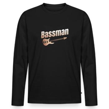 Bassiste, Drôle de bassiste, Guitariste, Metalcore - T-shirt manches longues Premium bio Homme - noir - Devant - Nico (187cm)