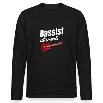 Bassist Bei Der Arbeit Lustiger Gitarrist - Männer Premium Bio Langarmshirt - Schwarz - Vorne - Nico (187cm)