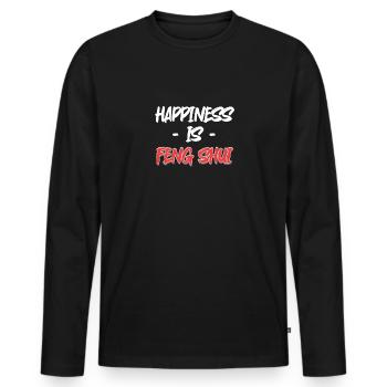 Happiness is Feng Shui Asian Bagua Buddhism - Men's Premium Organic Long Sleeve Shirt - black - Front - Nico (187cm)