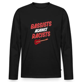 Bassisten Gegen Rassisten Lustiger Gitarrist - Männer Premium Bio Langarmshirt - Schwarz - Vorne - Nico (187cm)
