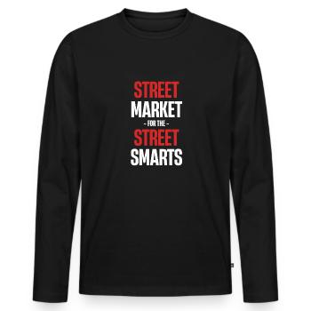 Des marchés de rue pour l’intelligence de la rue - T-shirt manches longues Premium bio Homme - noir - Devant - Nico (187cm)