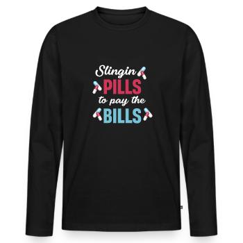Slingin-pillen, Um Die Rechnungen Zu Bezahlen - Männer Premium Bio Langarmshirt - Schwarz - Vorne - Nico (187cm)