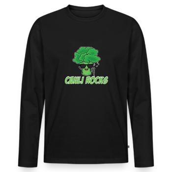 Cauli Rocks Blumenkohl Vegane Gesunde - Männer Premium Bio Langarmshirt - Schwarz - Vorne - Nico (187cm)