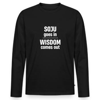 Soju Entre La Sagesse Sort Vodka K-pop Liqueur - T-shirt manches longues Premium bio Homme - noir - Devant - Nico (187cm)