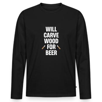 Will Carve Wood for Beer Carver Craftsman - Men's Premium Organic Long Sleeve Shirt - black - Front - Nico (187cm)