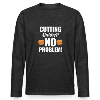 Reduce carbohydrates? No problem! Breakfast - Men's Premium Organic Long Sleeve Shirt - heather anthracite - Front - Nico (187cm)