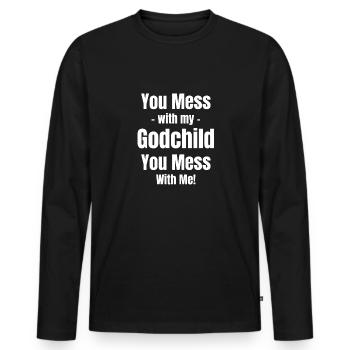 Tu joues avec mon filleul, tu te couches - T-shirt manches longues Premium bio Homme - noir - Devant - Nico (187cm)