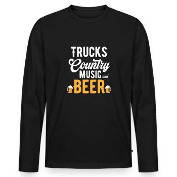 Trucks Country Musik Und Bier Klassisches - Männer Premium Bio Langarmshirt - Schwarz - Vorne - Nico (187cm)
