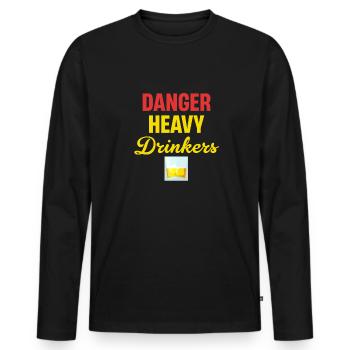 Gefahr Starke Trinker Lustige Brauerei Wodka - Männer Premium Bio Langarmshirt - Schwarz - Vorne - Nico (187cm)