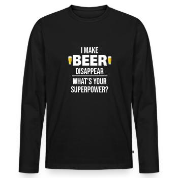 Ich Bringe Bier Zum Verschwinden Was Ist Deine - Männer Premium Bio Langarmshirt - Schwarz - Vorne - Nico (187cm)