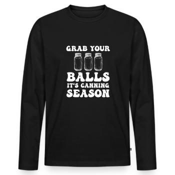 Yes, I Can Funny Preservation Season Farmers - Men's Premium Organic Long Sleeve Shirt - black - Front - Nico (187cm)
