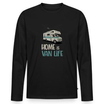 Home is Vanlife Traveling RV - Men's Premium Organic Long Sleeve Shirt - black - Front - Nico (187cm)
