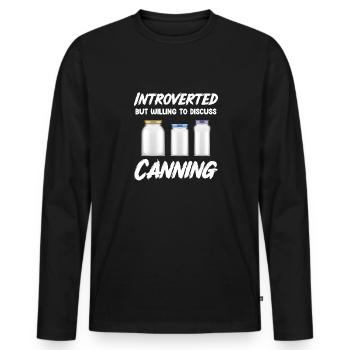 Introverti, mais prêt à parler de la - T-shirt manches longues Premium bio Homme - noir - Devant - Nico (187cm)