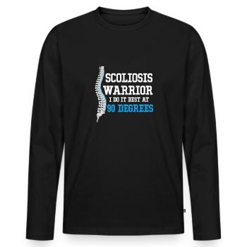 Guerrier de la scoliose Je le fais mieux avec un - T-shirt manches longues Premium bio Homme - noir - Devant - Nico (187cm)