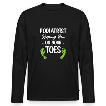 Podiatrist Keeping Their Feet Real Cute Pedicure - Men's Premium Organic Long Sleeve Shirt - black - Front - Nico (187cm)