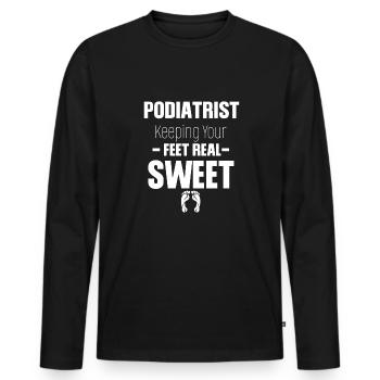 Podologue vous tient en haleine, pédicure, esthéticienne - T-shirt manches longues Premium bio Homme - noir - Devant - Nico (187cm)