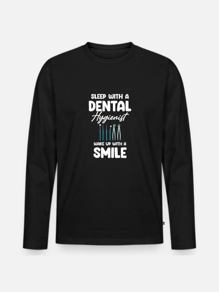 Sov med en tandhygienist, titta på - Ekologisk långärmad premium-T-shirt herr - svart