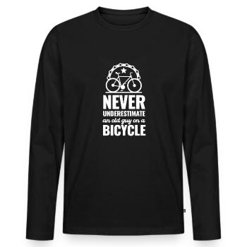 Unterschätze Niemals Einen Alten Darm Auf Einem - Männer Premium Bio Langarmshirt - Schwarz - Vorne - Nico (187cm)