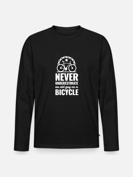 Onderschat nooit een oude darm op een - Mannen Premium Bio shirt met lange mouwen - zwart