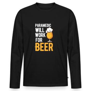 Un ambulancier se fait soigner pour son petit ami de la bière - T-shirt manches longues Premium bio Homme - noir - Devant - Nico (187cm)