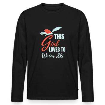 Cette fille aime faire du ski nautique jet ski - T-shirt manches longues Premium bio Homme - noir - Devant - Nico (187cm)