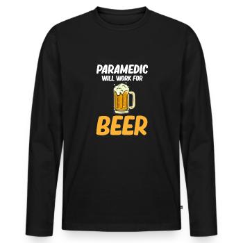 Un ambulancier se fait soigner pour son petit ami de la bière - T-shirt manches longues Premium bio Homme - noir - Devant - Nico (187cm)