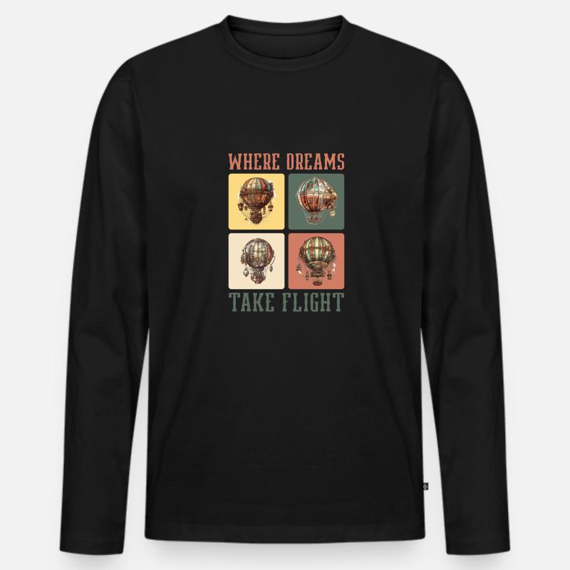 Heißluftballon - Männer Premium Bio Langarmshirt - Schwarz
