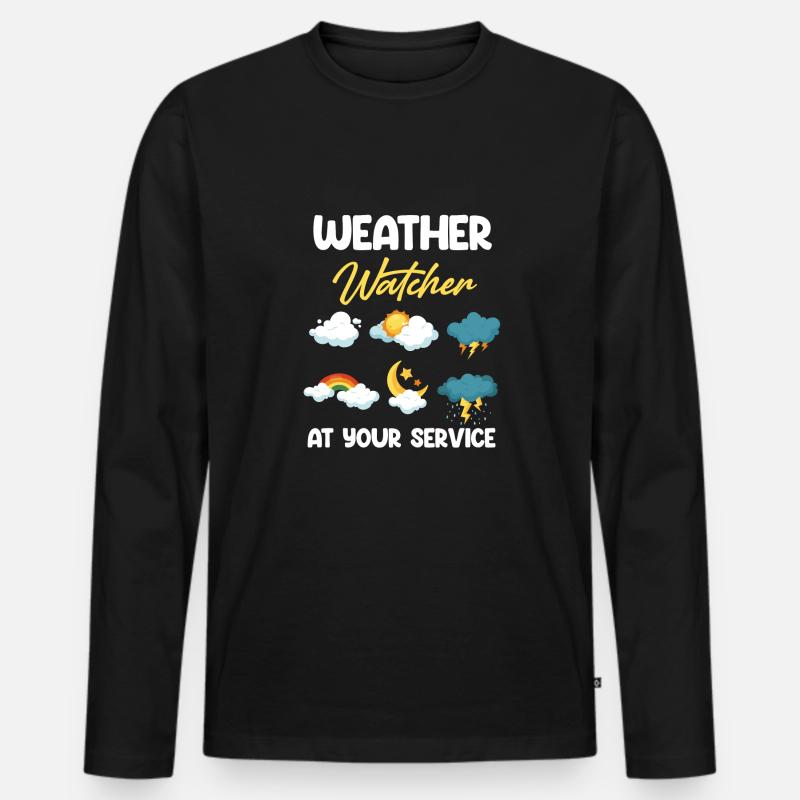 Wetterbeobachter Zu Ihren Diensten Lustiger - Männer Premium Bio Langarmshirt - Schwarz