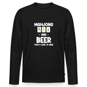 Mahjong and beer, that's why I'm here - Men's Premium Organic Long Sleeve Shirt - black - Front - Nico (187cm)