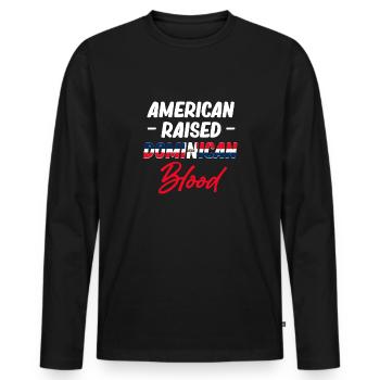 American Raised Dominican Blood - Men's Premium Organic Long Sleeve Shirt - black - Front - Nico (187cm)