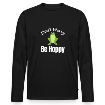 Ne t’inquiète pas, sois houblonné, drôle, - T-shirt manches longues Premium bio Homme - noir - Devant - Nico (187cm)