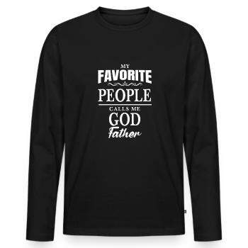 Mes gens préférés m’appellent Parrain, - T-shirt manches longues Premium bio Homme - noir - Devant - Nico (187cm)
