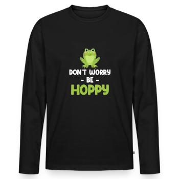 Ne t’inquiète pas, sois houblonné, drôle, - T-shirt manches longues Premium bio Homme - noir - Devant - Nico (187cm)