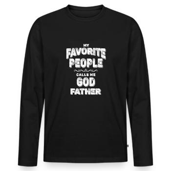 Mes gens préférés m’appellent parrain - T-shirt manches longues Premium bio Homme - noir - Devant - Nico (187cm)