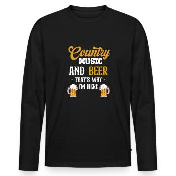 Country-musik Und Bier Darum Bin Ich Hier - Männer Premium Bio Langarmshirt - Schwarz - Vorne - Nico (187cm)