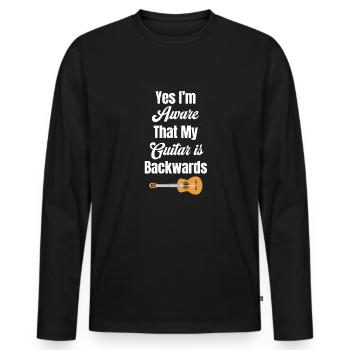 Oui, je suis conscient que ma guitare - T-shirt manches longues Premium bio Homme - noir - Devant - Nico (187cm)