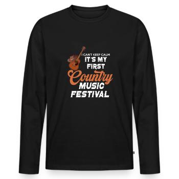 Ich Kann Nicht Ruhig Bleiben, Es Ist Mein Erstes - Männer Premium Bio Langarmshirt - Schwarz - Vorne - Nico (187cm)