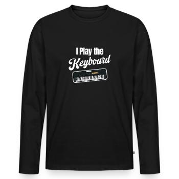 Je joue la valse au clavier, claviériste, - T-shirt manches longues Premium bio Homme - noir - Devant - Nico (187cm)