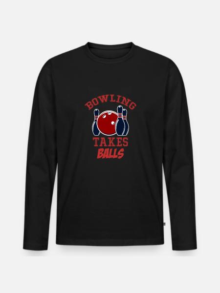 Bowling tager bolde ordspil baner bowler - Premium økologisk langærmet T-shirt til mænd - sort
