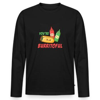 Du Bist Burritoful Burrito Mexikanische Margarita - Männer Premium Bio Langarmshirt - Schwarz - Vorne - Nico (187cm)