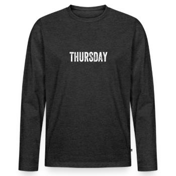 Jeudi Jour de la semaine - T-shirt manches longues Premium bio Homme - anthracite chiné - Devant - Nico (187cm)
