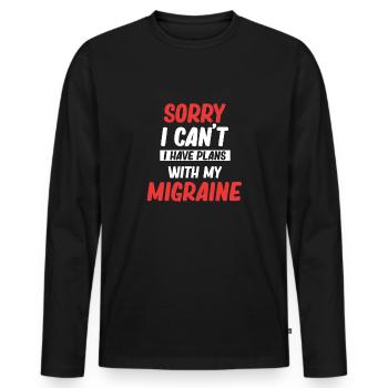 Désolé je ne peux pas, j’ai des projets - T-shirt manches longues Premium bio Homme - noir - Devant - Nico (187cm)