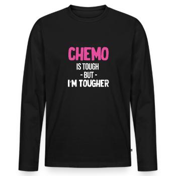 La chimio, c’est dur, mais je le suis encore plus - T-shirt manches longues Premium bio Homme - noir - Devant - Nico (187cm)