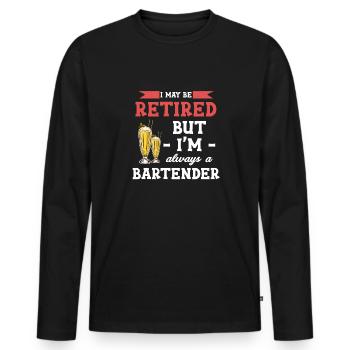Je suis peut-être à la retraite, mais je suis - T-shirt manches longues Premium bio Homme - noir - Devant - Nico (187cm)