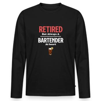 Im Ruhestand, Aber Immer Ein Barkeeper Im Herzen - Männer Premium Bio Langarmshirt - Schwarz - Vorne - Nico (187cm)