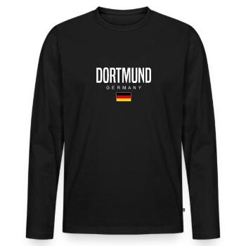 Dortmund - Men's Premium Organic Long Sleeve Shirt - black - Front - Nico (187cm)